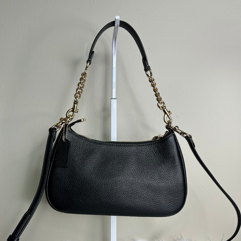 Coach Teri Black Pebbled Leather Shoulder Bag Excellent - Picture 2 of 12